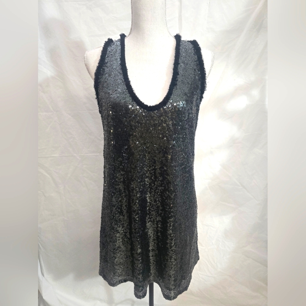 NWOT Zara Black Sequin Sleeveless Mini Dress